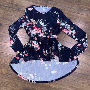 Size Small Hi-Lo, Floral Print Blouse